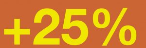 plus 25%