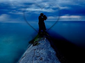 couple kissing blue