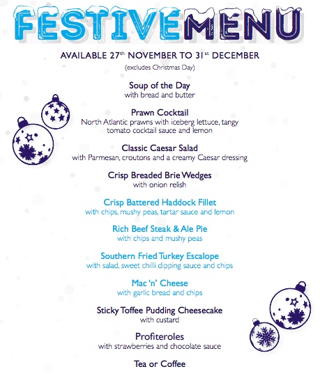 festive menu chippy down the lane