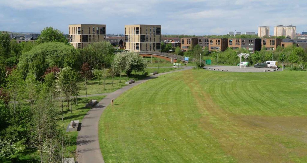 Cuningar Loop Park. Lookout Tower View of Dalmarnock
