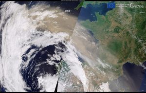 saharan dust storm Attribution- Contains modified Copernicus Sentinel data 2023, Attribution, via Wikimedia Commons
